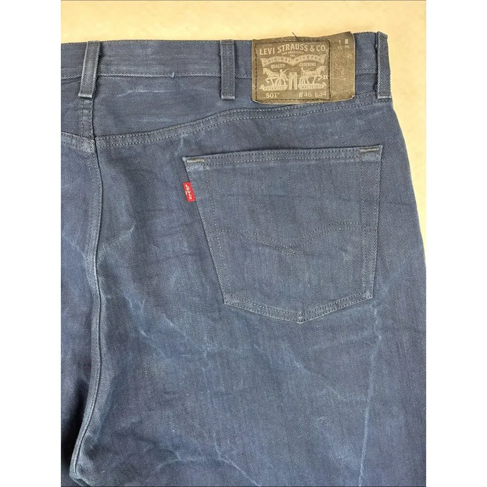 Levi’s 501 Men’s Jeans W46 L34 Dark Wash Button Fly Straight Leg Denim Pants